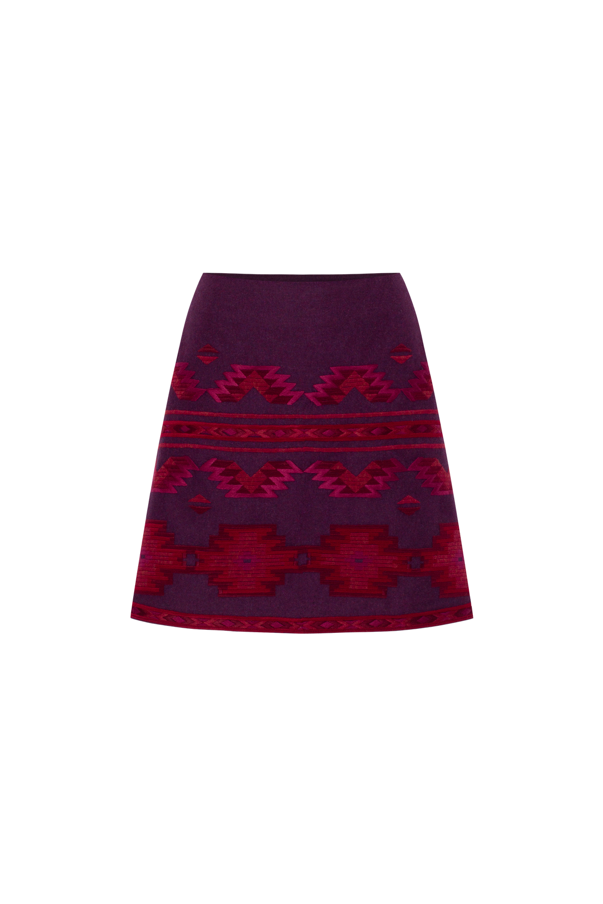 ROMBÉ red embroidered wool-blend mini skirt by ANNABO