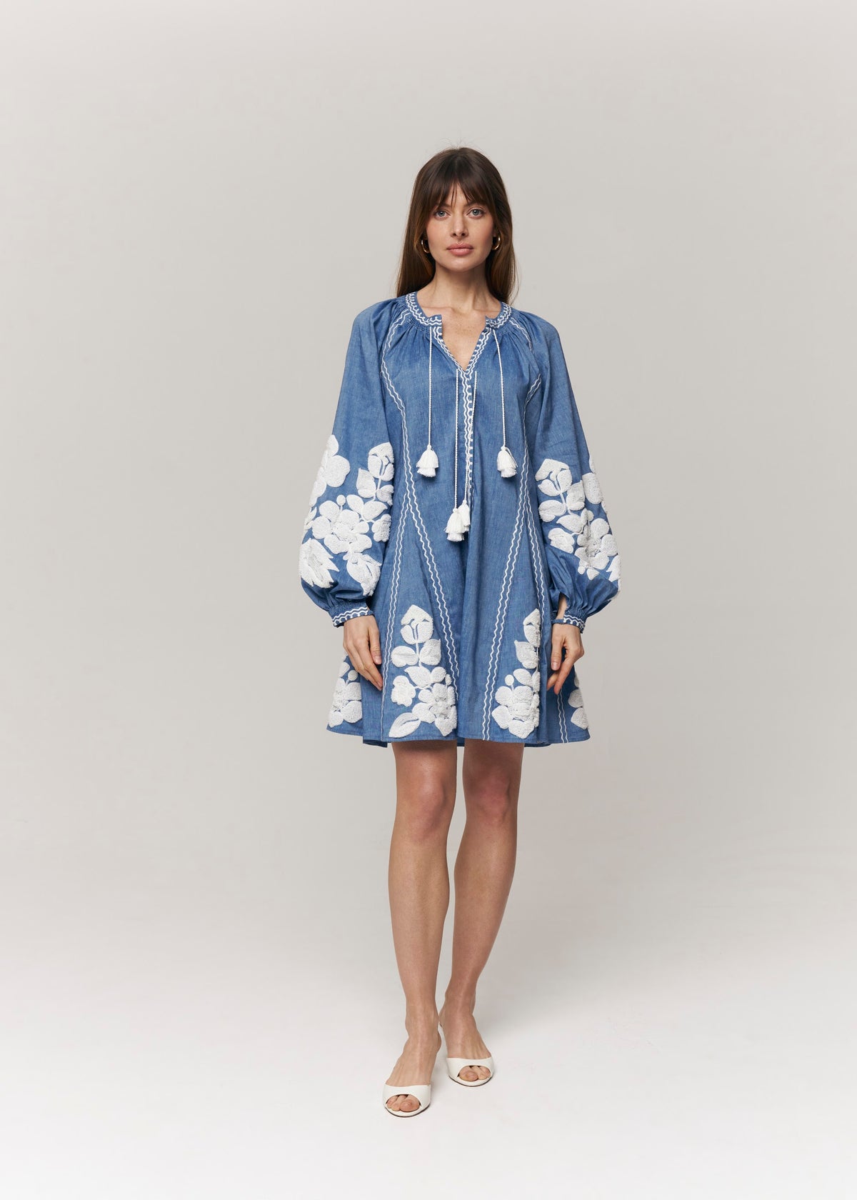 Harvest Sun Floral Embroidered Mini Dress