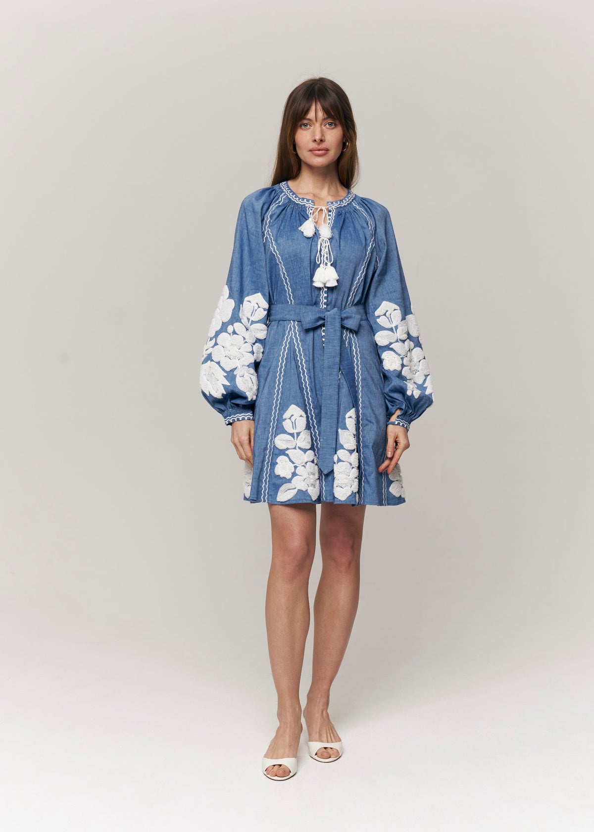 Harvest Sun Floral Embroidered Mini Dress