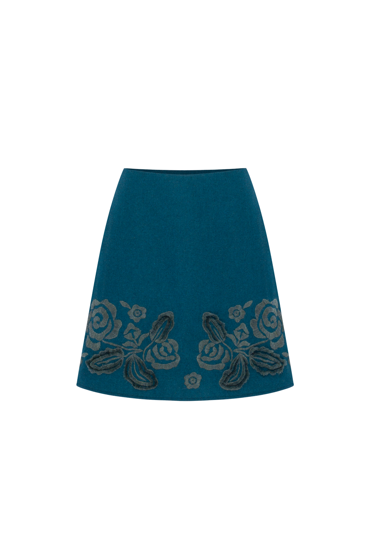 Velvet Rose deep teal embroidered mini skirt by ANNABO