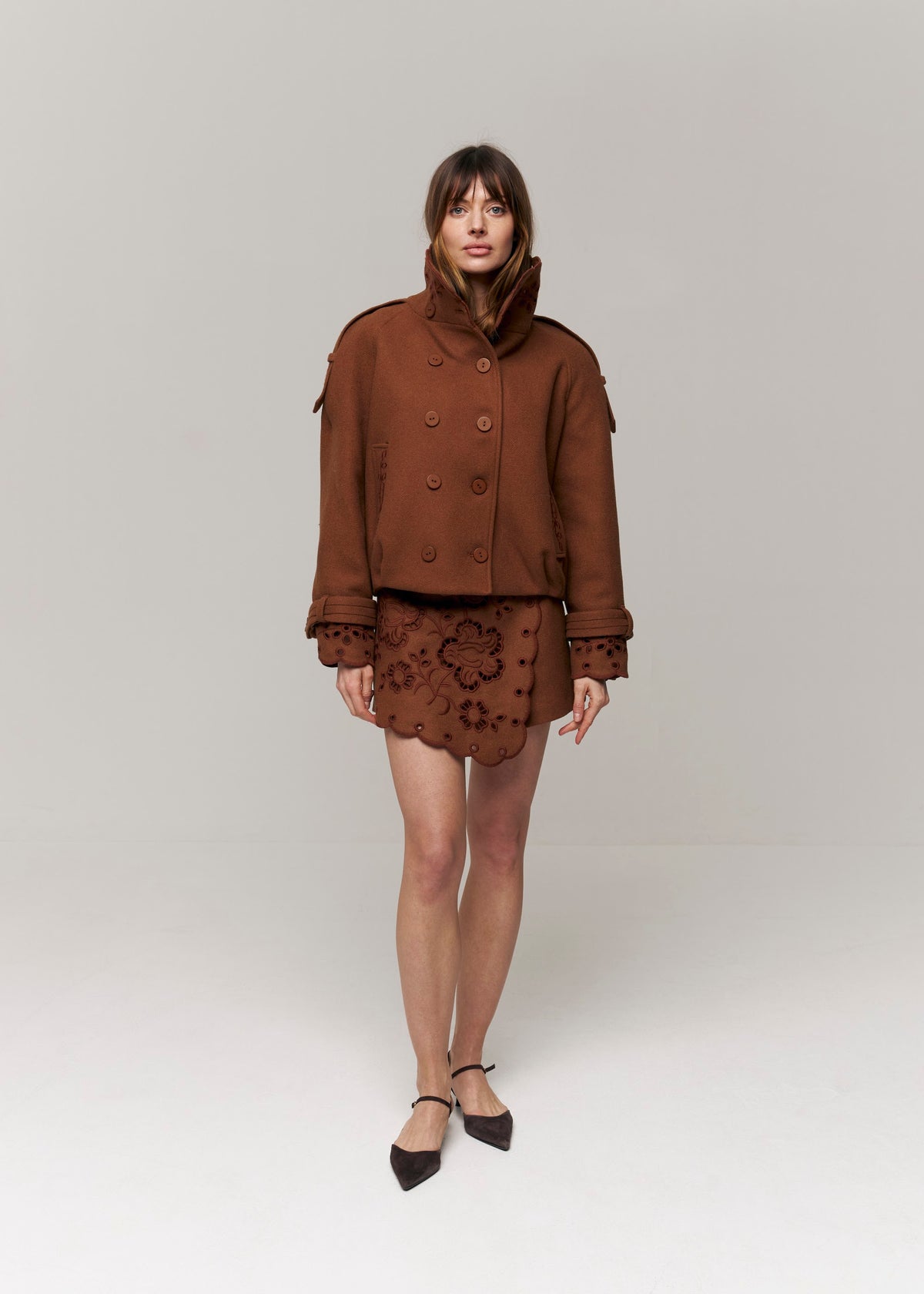 Desert Bloom Eyelet Cropped Wool Jacket