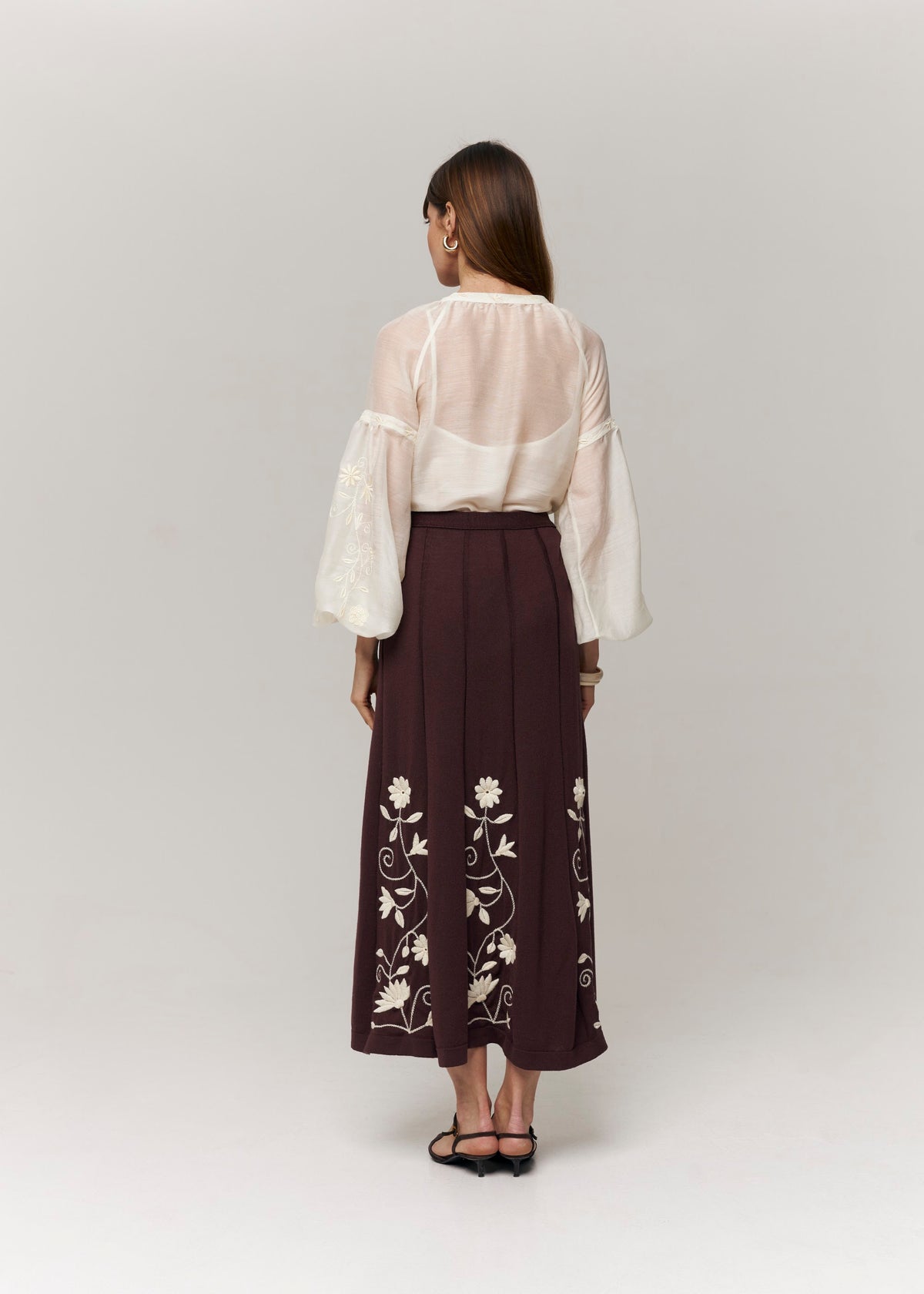Etherea Silk-Blend Embroidered Blouse – White