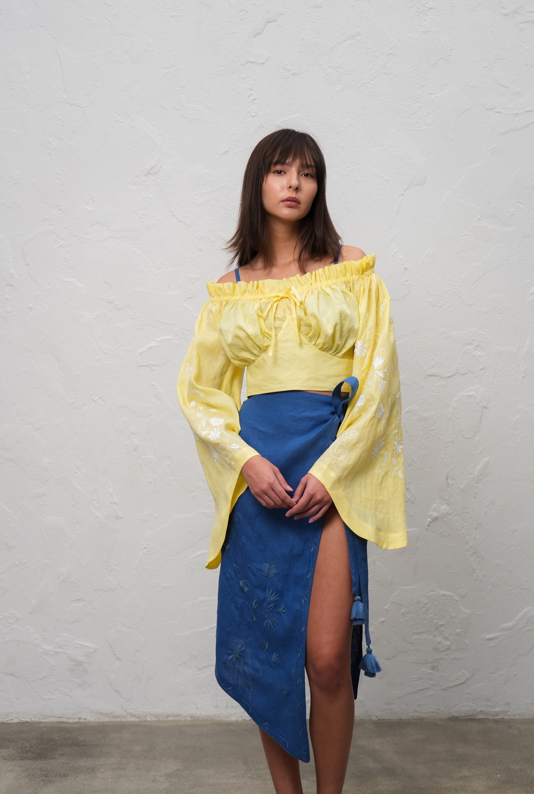 Spring Mirage Off-the-Shoulder Crop Blouse