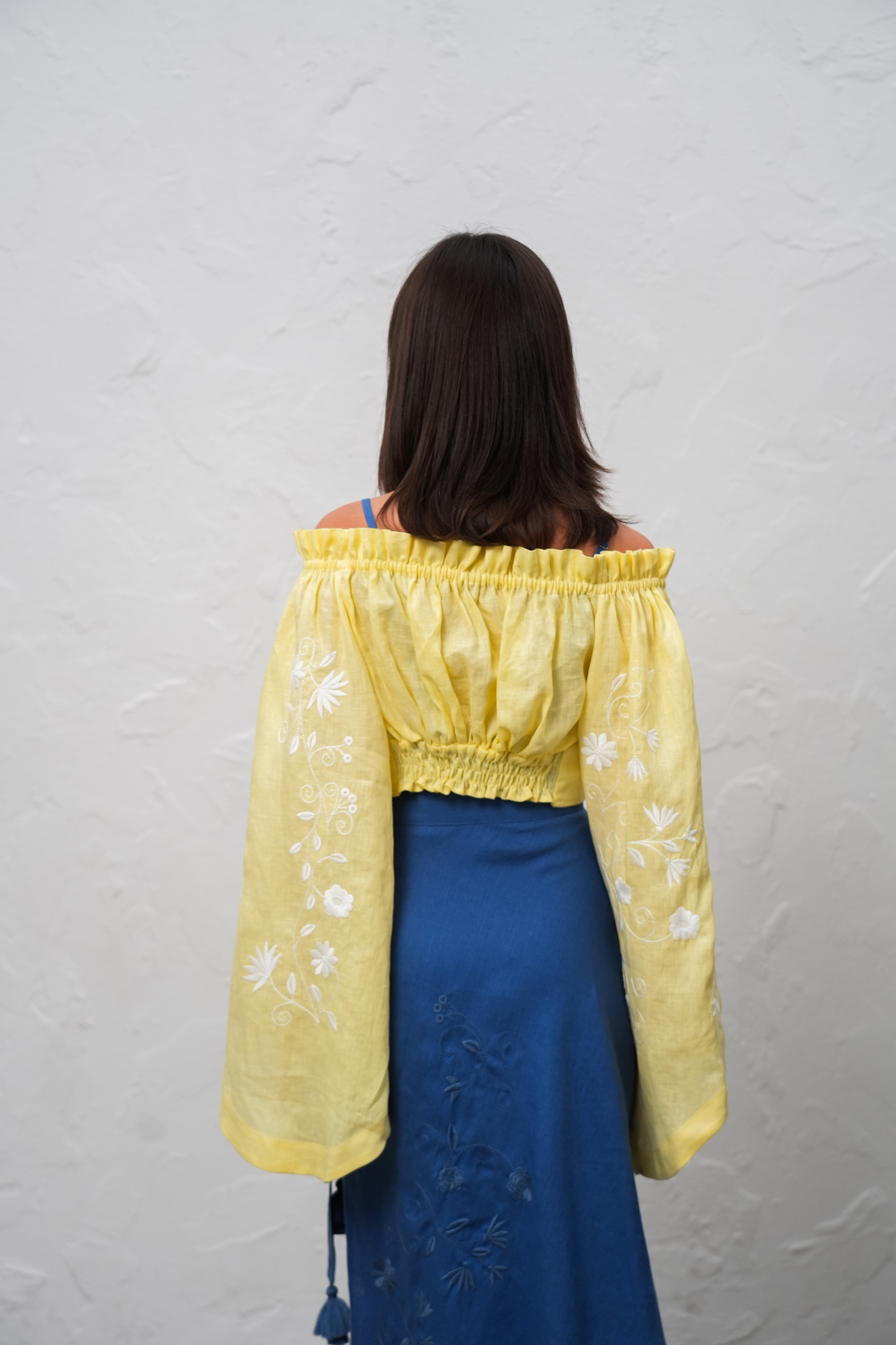 Spring Mirage Off-the-Shoulder Crop Blouse