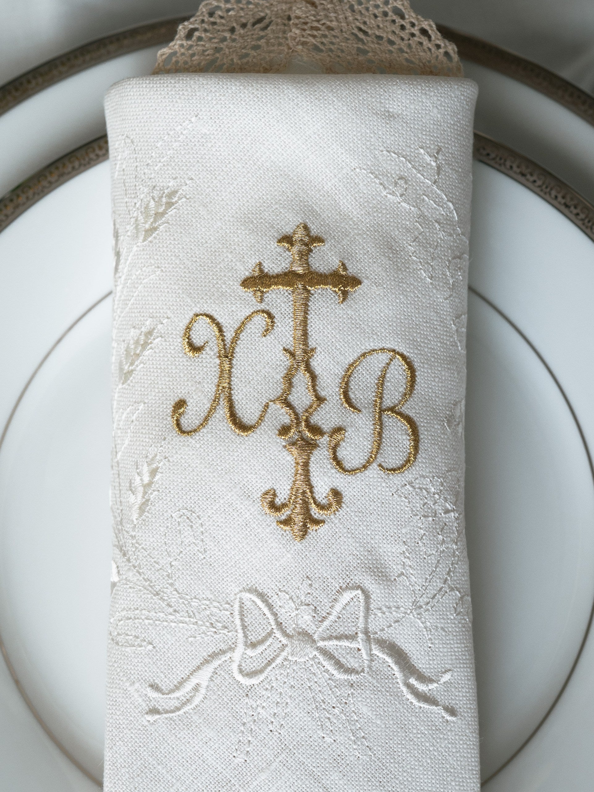 Embroidered Linen Easter Napkin