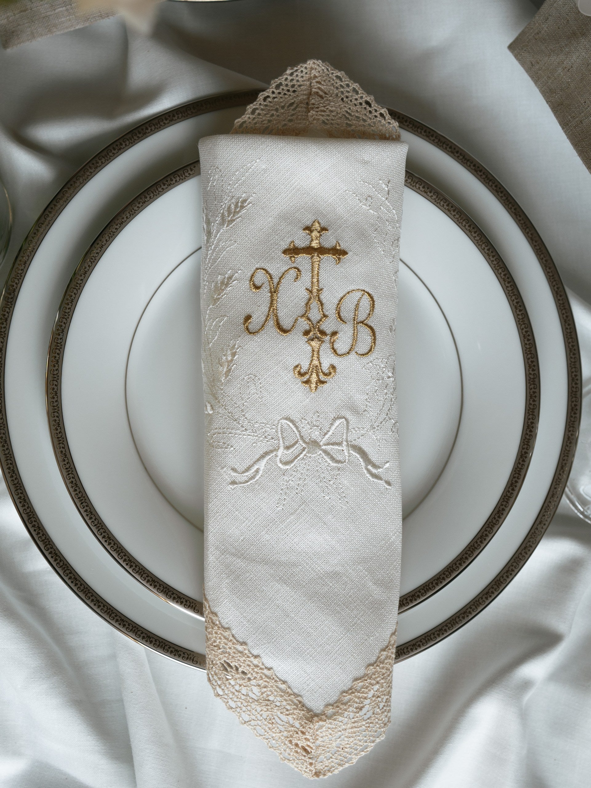 Embroidered Linen Easter Napkin