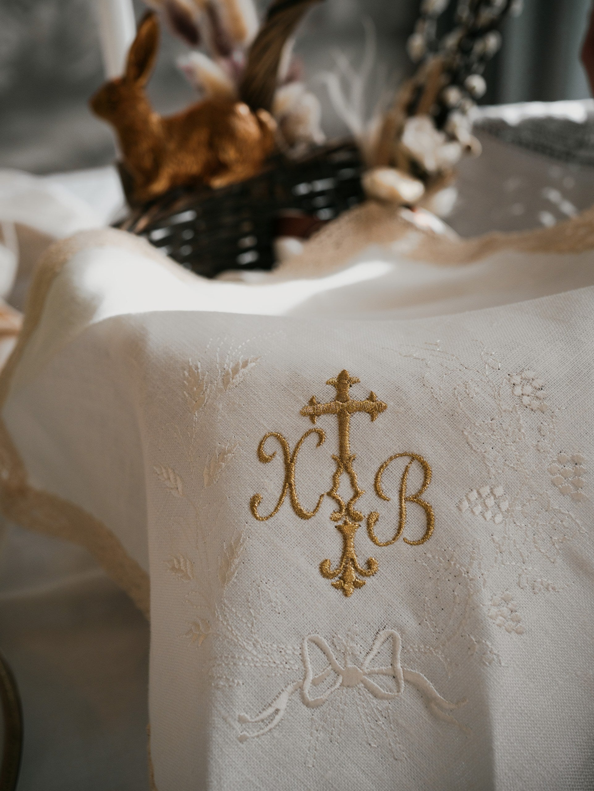 Embroidered Linen Easter Napkin