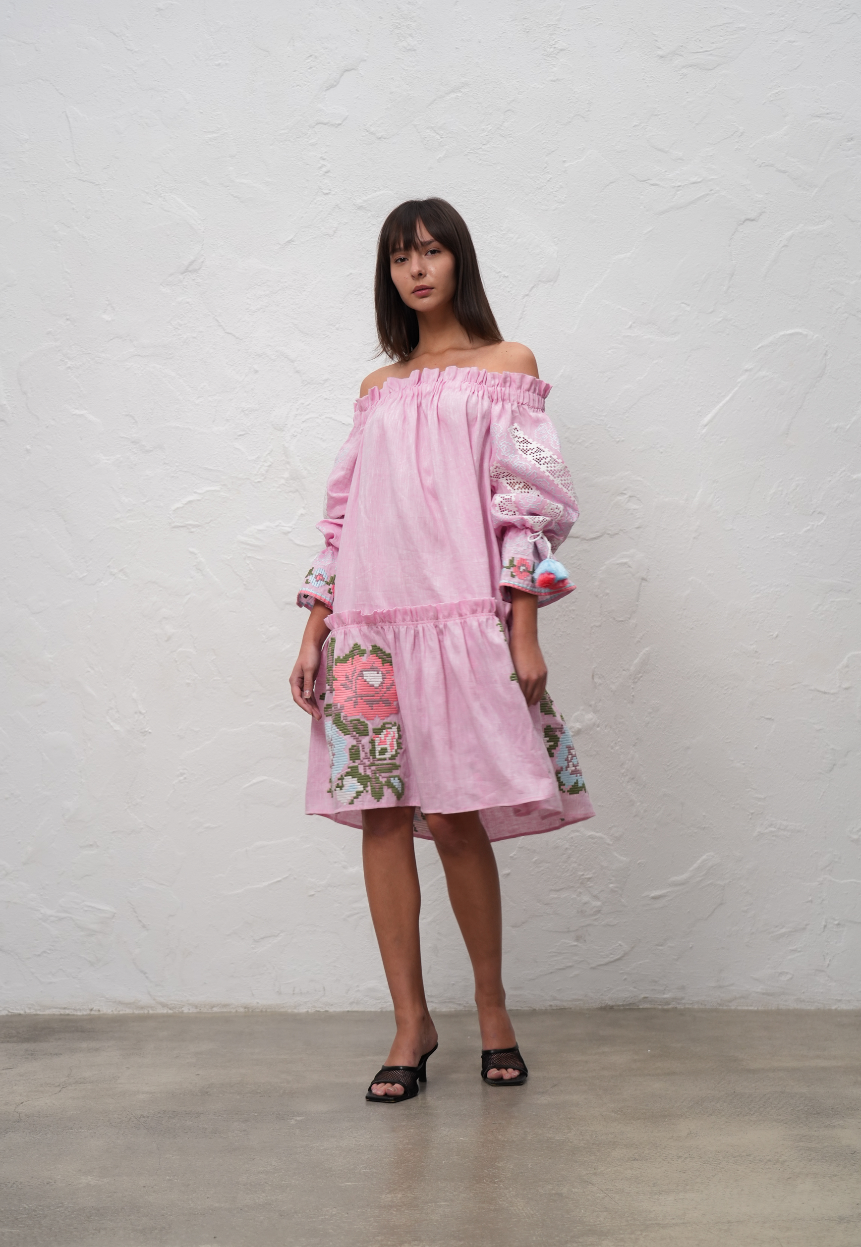 Elysian Whisper Off-the-Shoulder Midi Dress