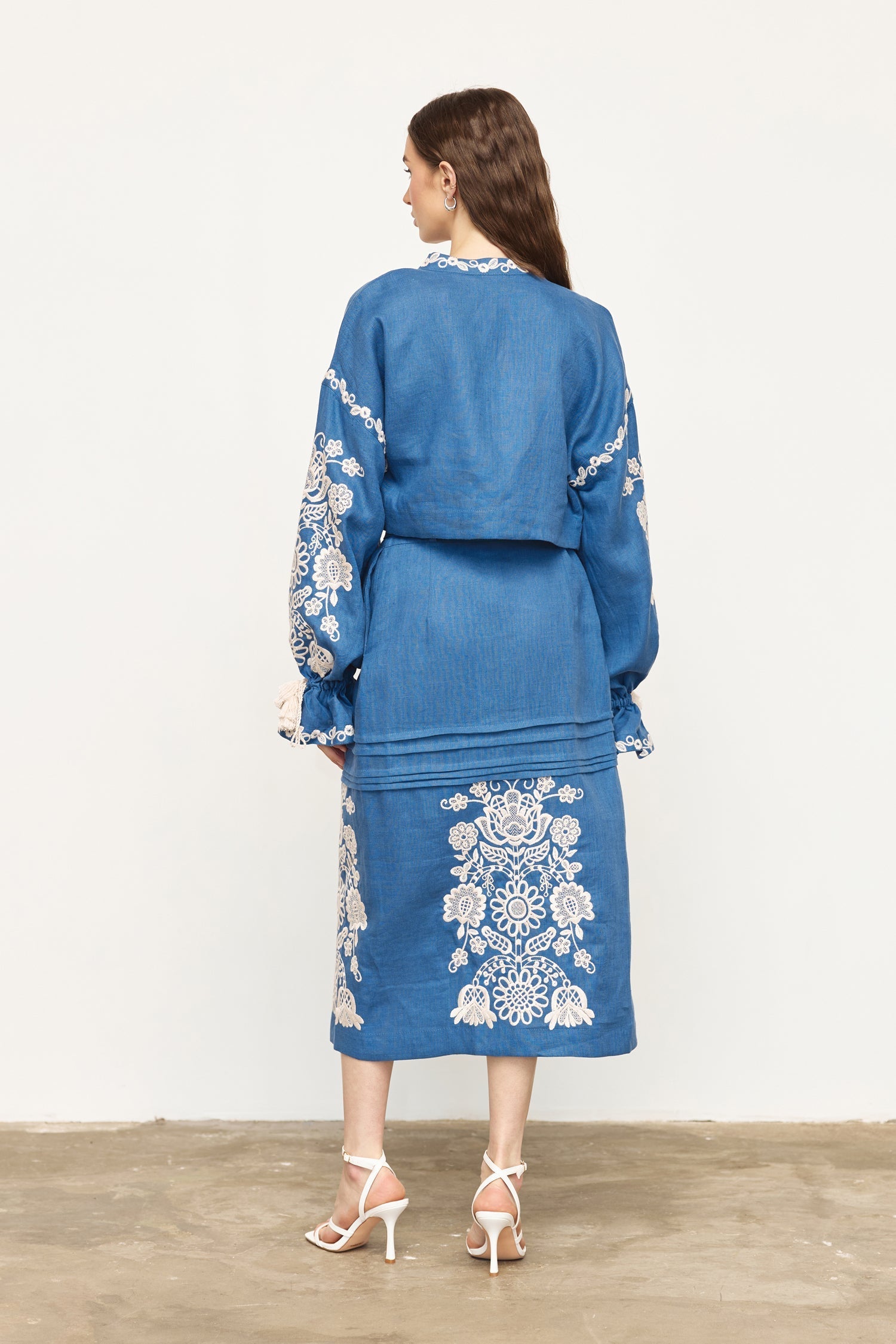 Annabo "Bijou Blossom" Jacket Steel Blue