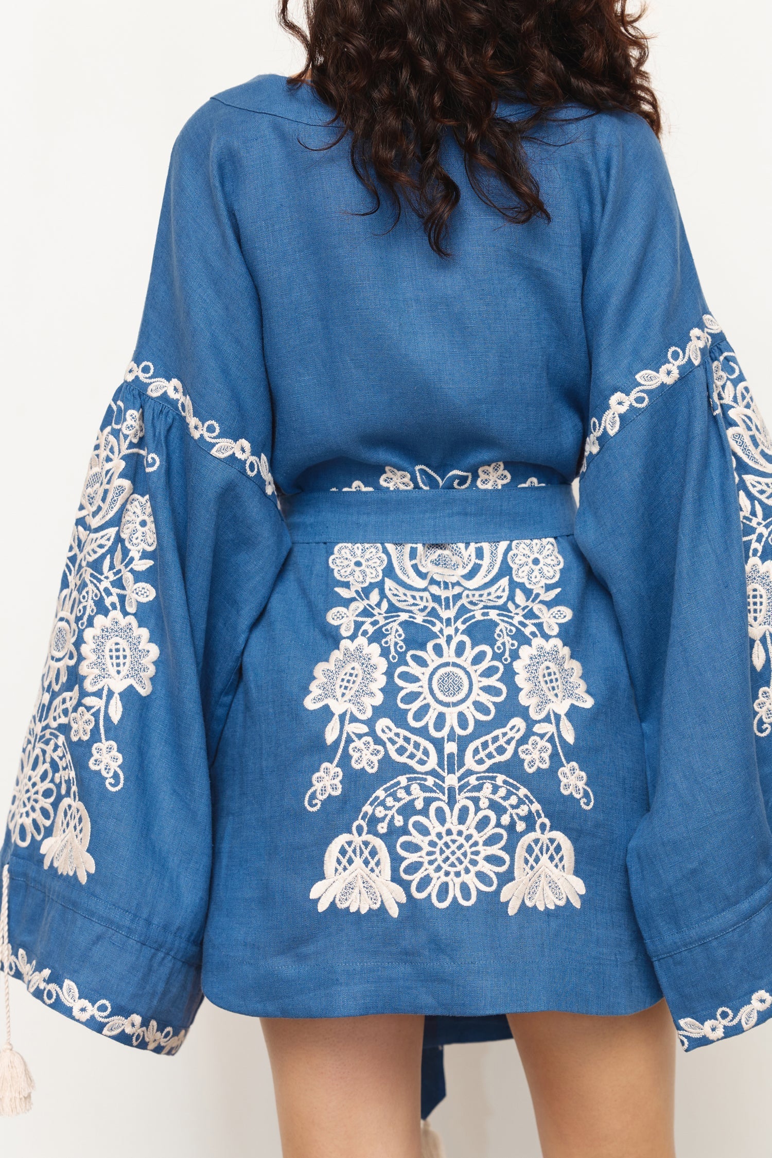 Annabo "Bijou Blossom" Tunic Kimono Steel Blue