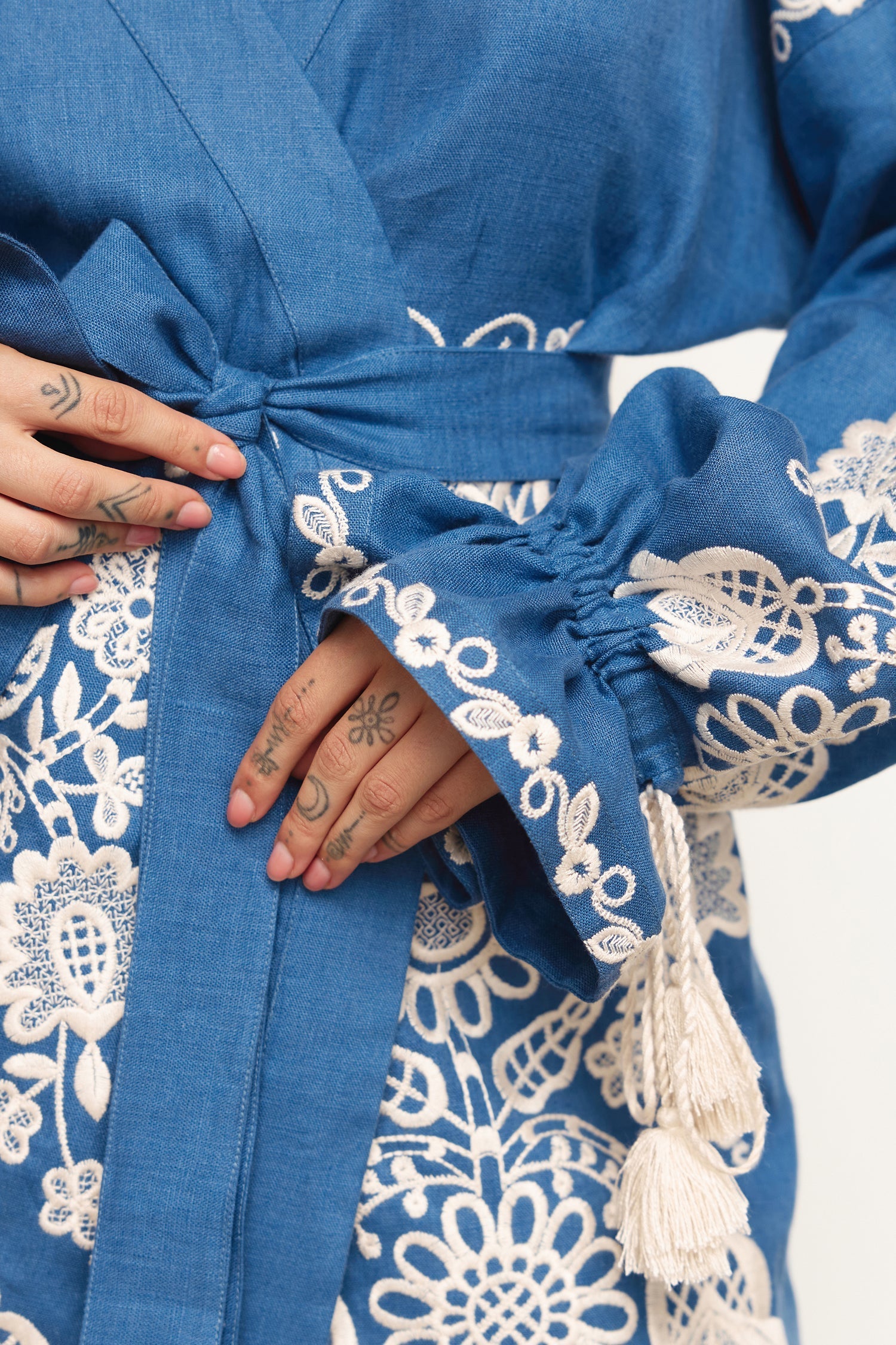 Annabo "Bijou Blossom" Tunic Kimono Steel Blue