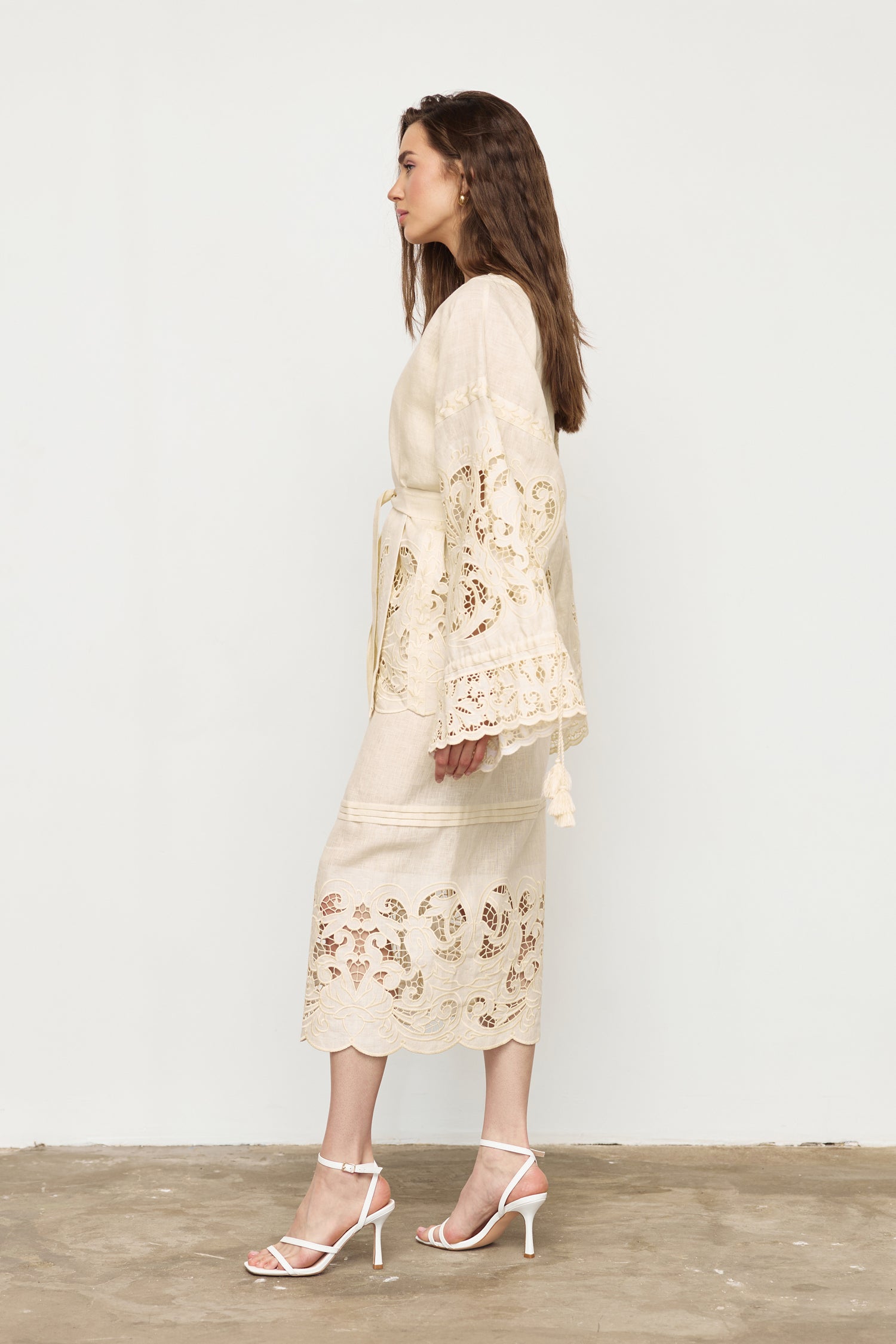 Annabo "Versailles Echo" Maxi Skirt Cream