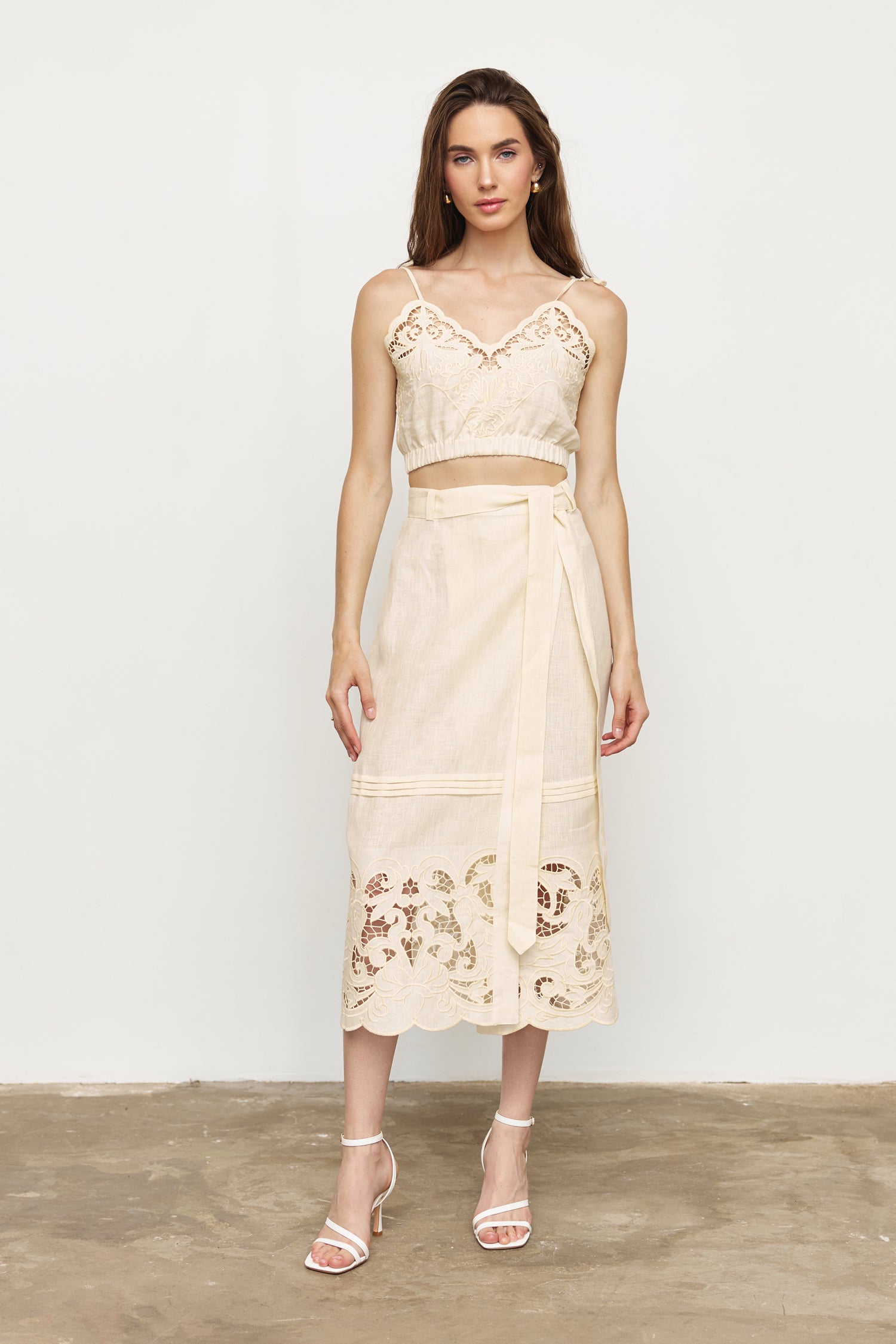 Annabo "Versailles Echo" Maxi Skirt Cream