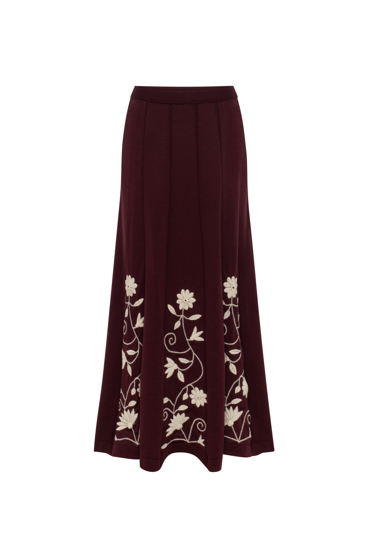Etherea Embroidered Merino Wool Maxi Skirt