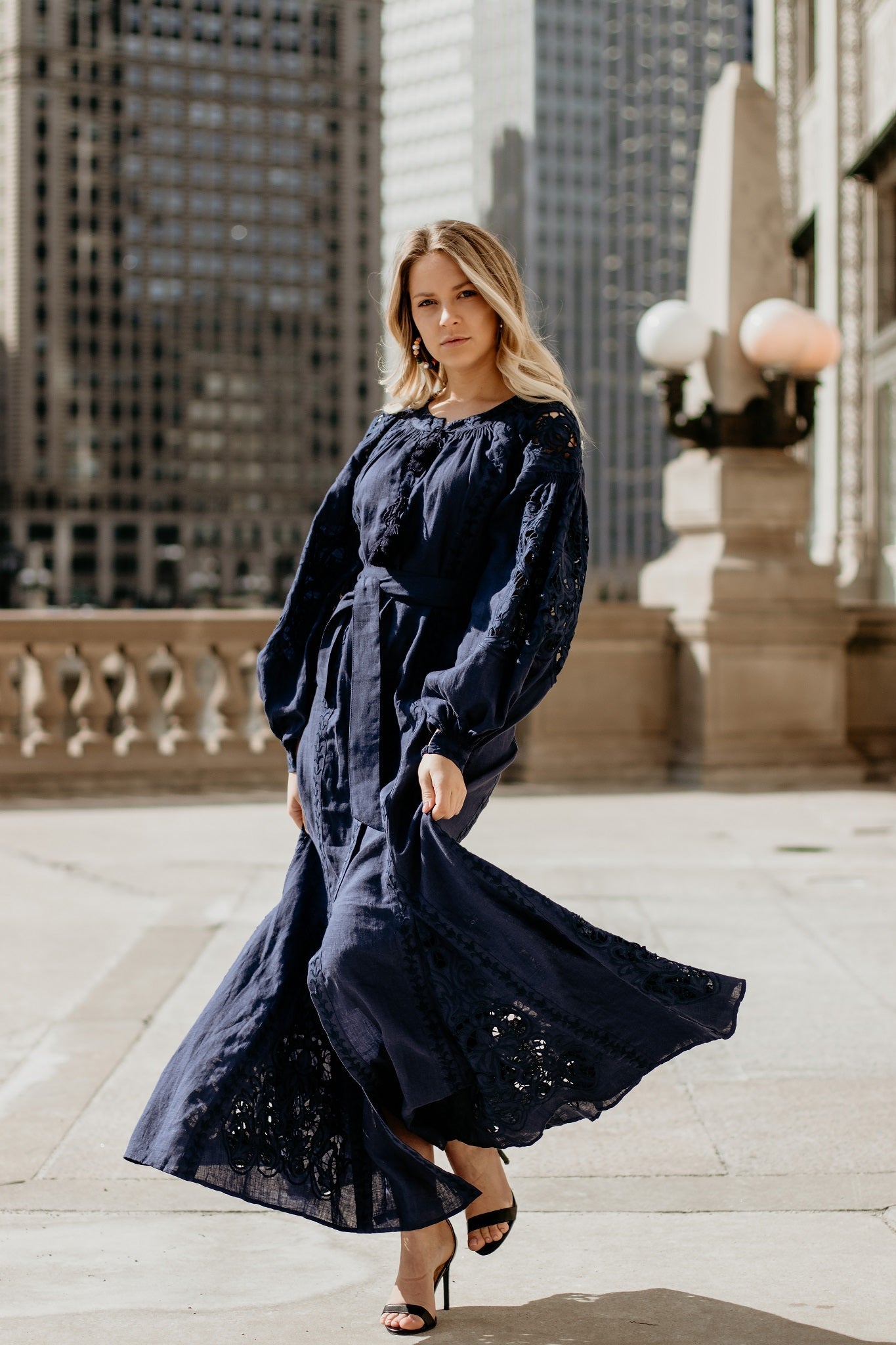 Annabo Lily Richelieu Navy Blue Maxi Dress