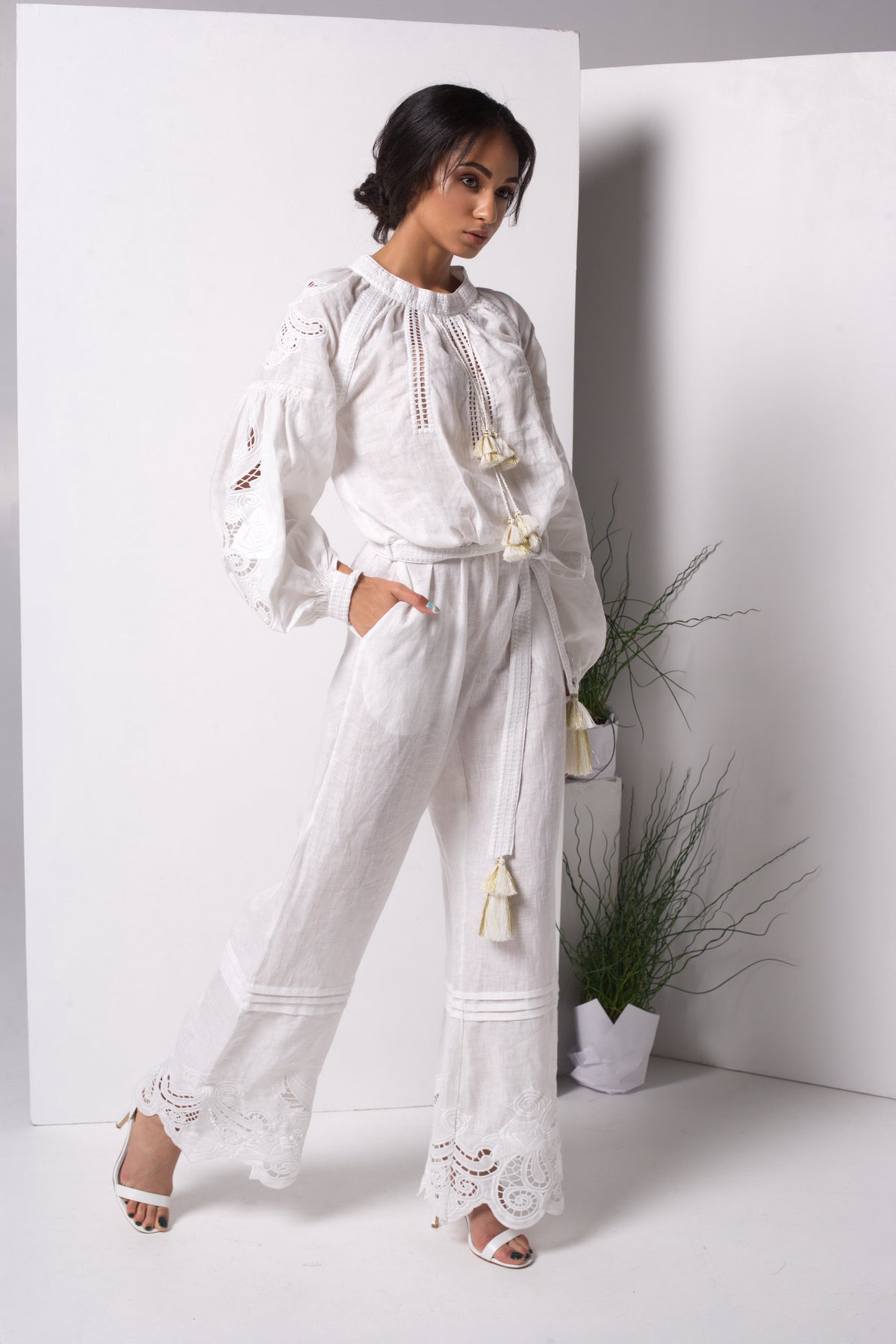 Rose Richelieu White Jumpsuit